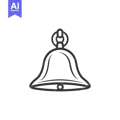 Premium design asset: A hanging bell illustration made with black lines on white background