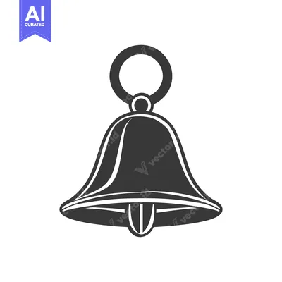 Aset desain premium: A simplistic illustration of a single silver bell on white