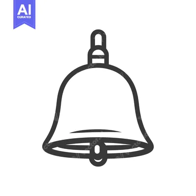 A simple black line drawing depicting a bell object
