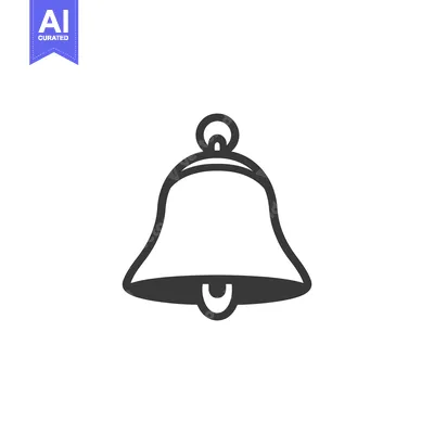 A simplistic grayscale line art image of a bell