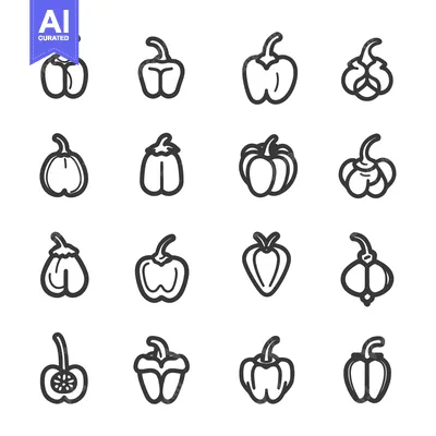 Premium design asset: Bell Pepper Line Art Icons Set