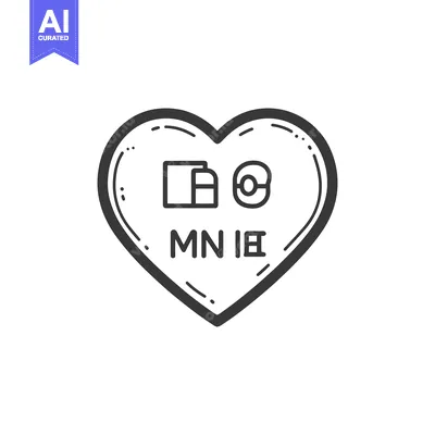 Aset premium populer: A black and white heart shape containing icons and text
