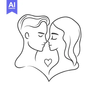 Popular premium asset: A romantic illustration depicts two people facing one another with lov