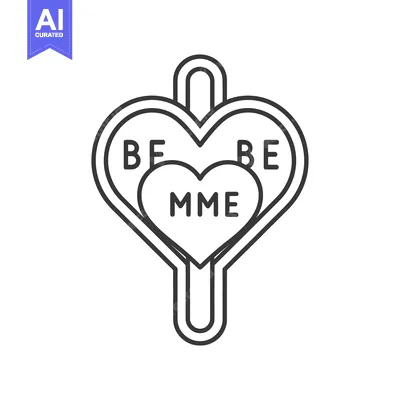 Aset desain premium: A stylized line drawing of a heart shaped pendant design