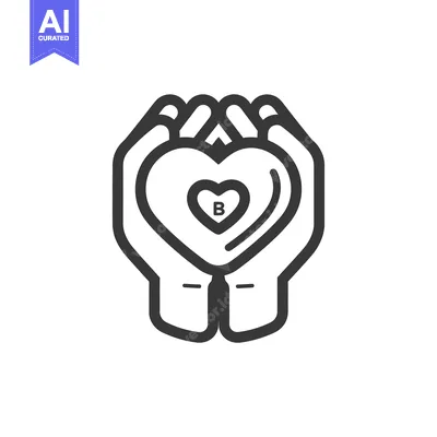 Aset desain premium: Hands holding a heart shape within a central design element