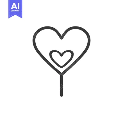 Aset desain premium: Two hearts depicted in a minimalist style on a stick