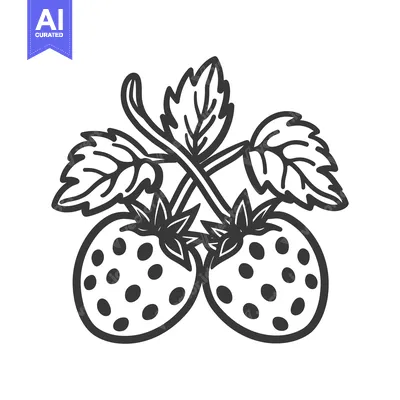 Aset premium populer: Two Strawberries With Leaves Displayed In An Artistic Illustration