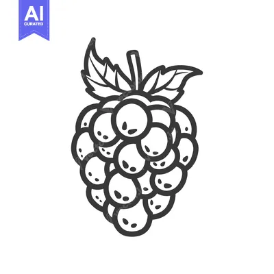 Aset desain premium: A simple black and white drawing of a fresh berry