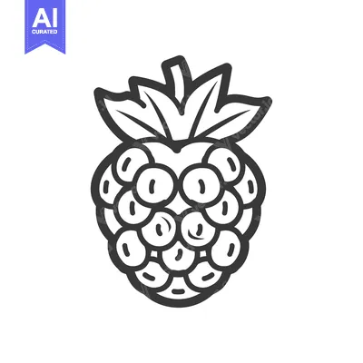 Aset desain premium: A stylized black and white illustration of a fruit berry