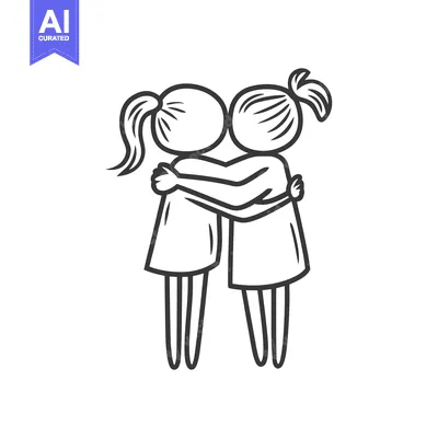 Aset premium populer: Two female figures embracing each other in a loving embrace