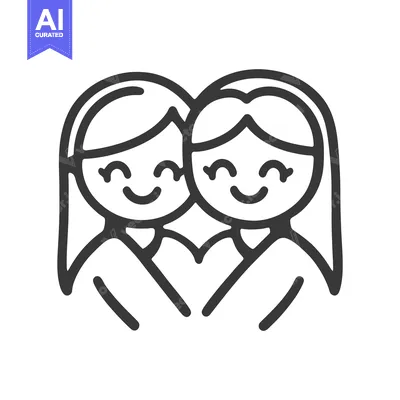 Aset premium populer: Two smiling human figures embracing each other in a heart shape