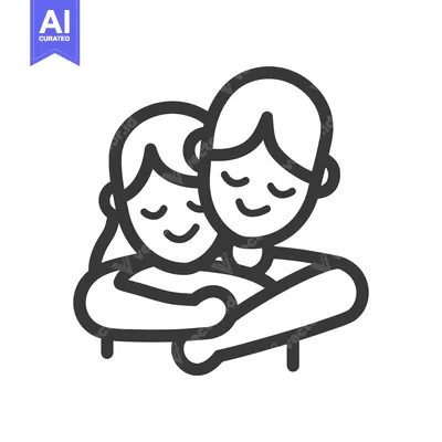 Aset desain premium: Two people are embracing each other with loving hearts