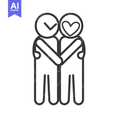 Aset premium populer: Two stick figures embracing each other showing love and friendship
