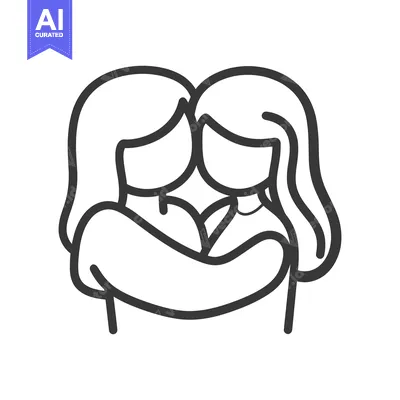 Popular premium asset: Two female figures are embracing in a supportive and caring manner