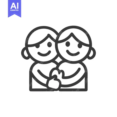 Aset premium populer: Two cartoon figures are holding hands in an embrace