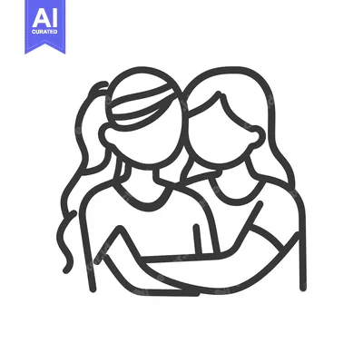 Premium design asset: Two figures are embracing each other in an illustration
