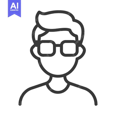 Aset premium populer: Simple illustration showing a person wearing square framed glasses