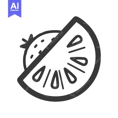Popular premium asset: A black and white illustration of a fruit slice and whole