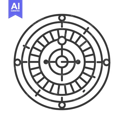 Aset premium populer: A black and white circular gaming roulette wheel illustration
