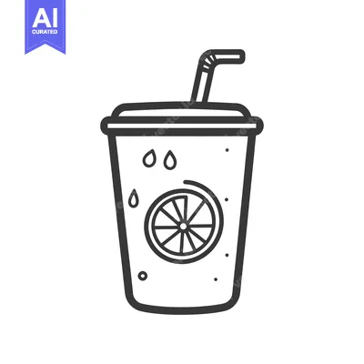 Aset premium populer: A fresh and cold beverage served in a disposable cup with a straw