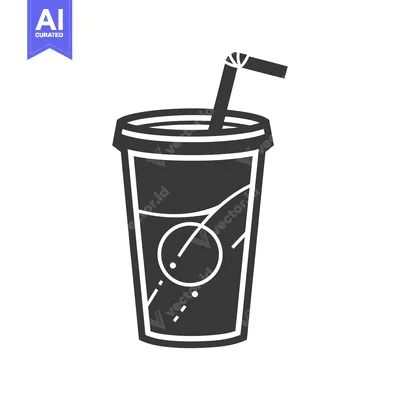 A monochrome illustration featuring a cup and drinking straw