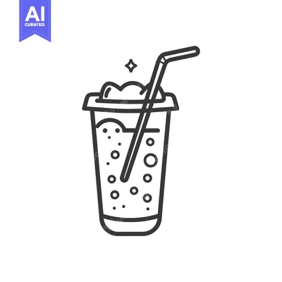 Premium design asset: A simple illustration of a cold beverage with straw and foam