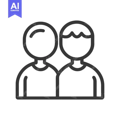 Two simple outlined figures representing two individuals standing toge