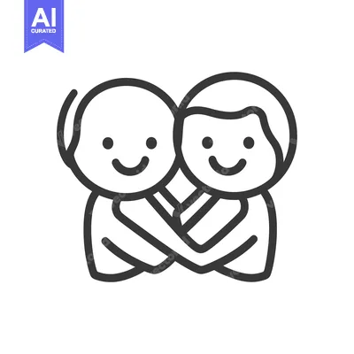 Popular premium asset: Two simplified human figures embracing each other with smiling faces