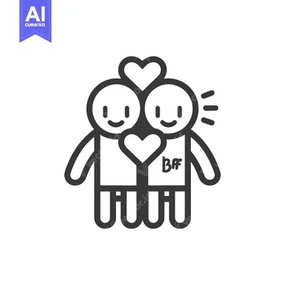 Aset premium populer: Two simple stick figures expressing love with hearts between them