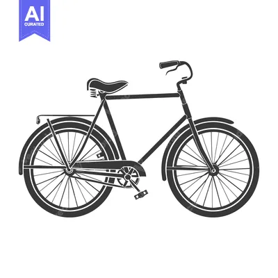 Aset premium populer: Simple Black Bicycle Illustration Depicted Against a Plain White Backg