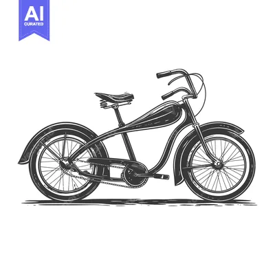 Aset desain premium: A classic style bicycle is presented in black and white