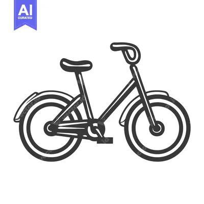 Aset desain premium: A simple illustration of a bicycle in grayscale with white background