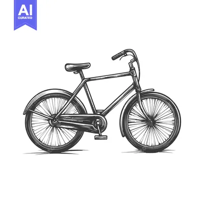 Aset desain premium: A detailed vintage style illustration of a bicycle is presented