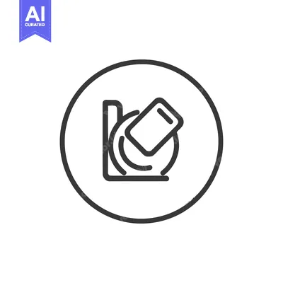 Aset desain premium: Minimalist Icon of Smartphone Wireless Charging in Circle Outline