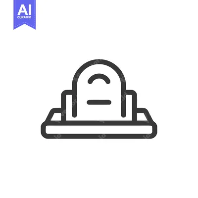 Aset premium populer: Minimalist Tombstone Icon: Simple Grave Marker Symbol on White Backgro