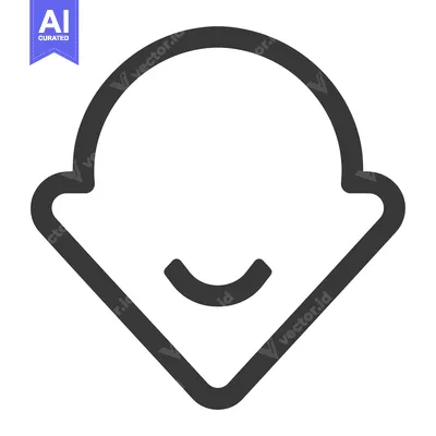 Aset desain premium: Simple and minimalist smiling face outline depicted on a white backdro