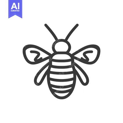 Premium design asset: A simple black and white line drawing of a bee