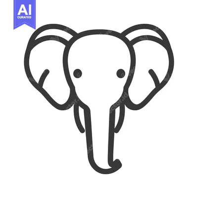 Aset desain premium: Simple outline of an elephants head with large ears