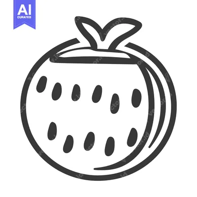 Aset premium populer: A simple black and white illustration of a watermelon fruit slice