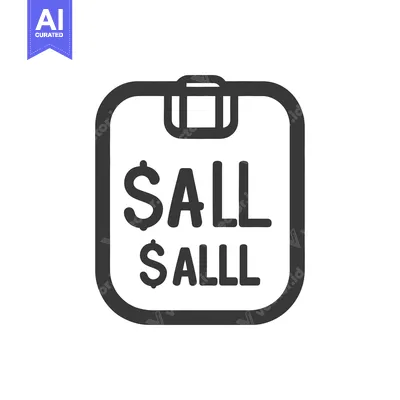 Aset desain premium: A black and white illustration of a sale price tag