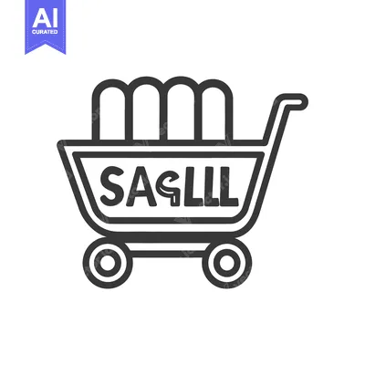 Premium design asset: A simple outline drawing of a shopping cart with items inside it