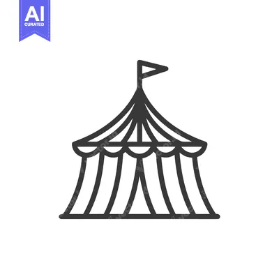 Popular premium asset: Minimalist Circus Tent Icon with Flag on White Background