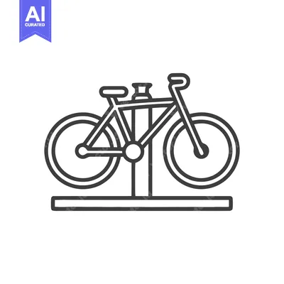 Aset premium populer: Minimalist Bicycle Icon on Stand, Clean Line Art Design