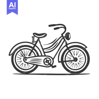 A vintage bicycle illustration with wheels and a seat on a white backg