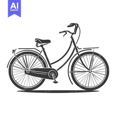 Premium design asset: A stylized silhouette image of a vintage bicycle on a white background