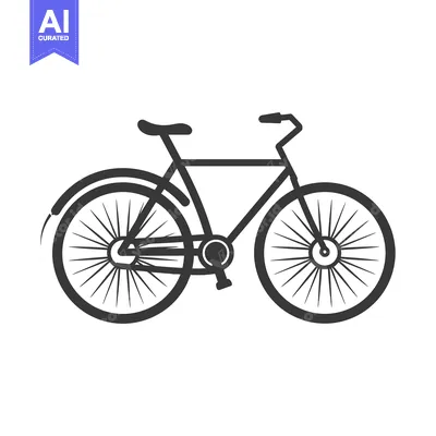 Aset premium populer: A detailed minimalist illustration of a bicycle in solid black color