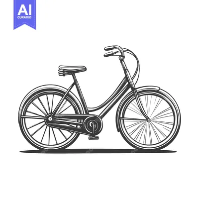 Aset desain premium: A vintage black and white illustration of a bicycle