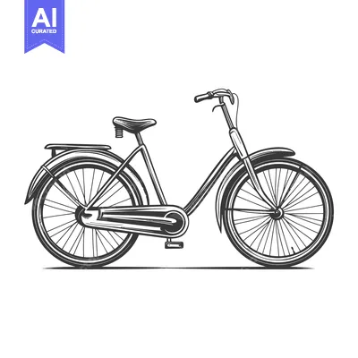 Aset premium populer: An artistic detailed illustration of a classic vintage bicycle