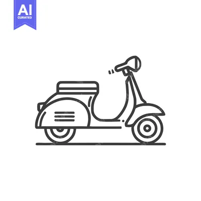 Vintage Scooter Line Art: Classic Italian Design Illustration