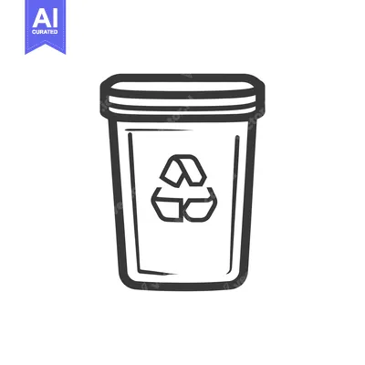 Aset premium populer: A monochrome depiction of a recycling bin graphic illustration